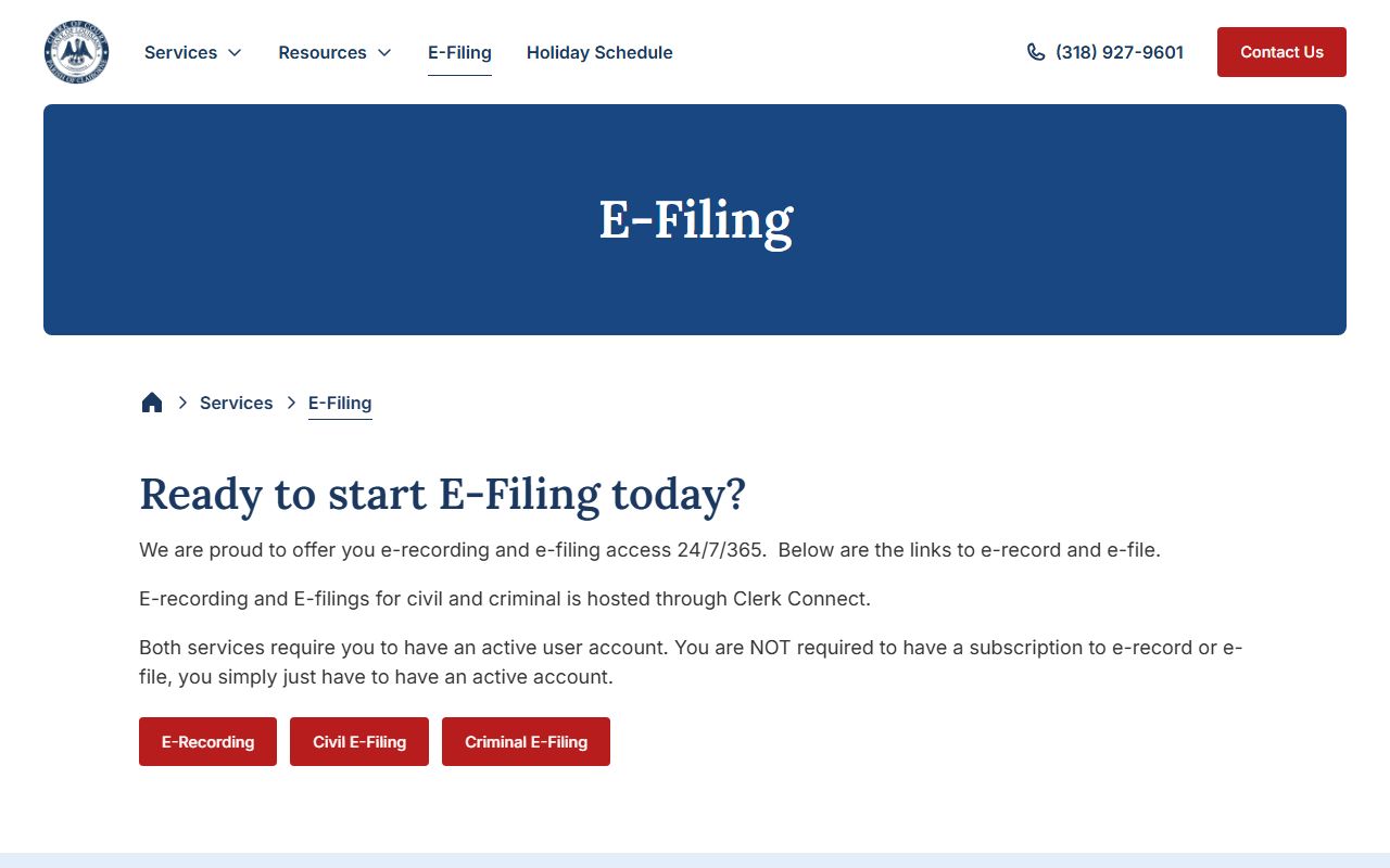 Claiborne Parish Clerk of Court e-filing and e-recording access