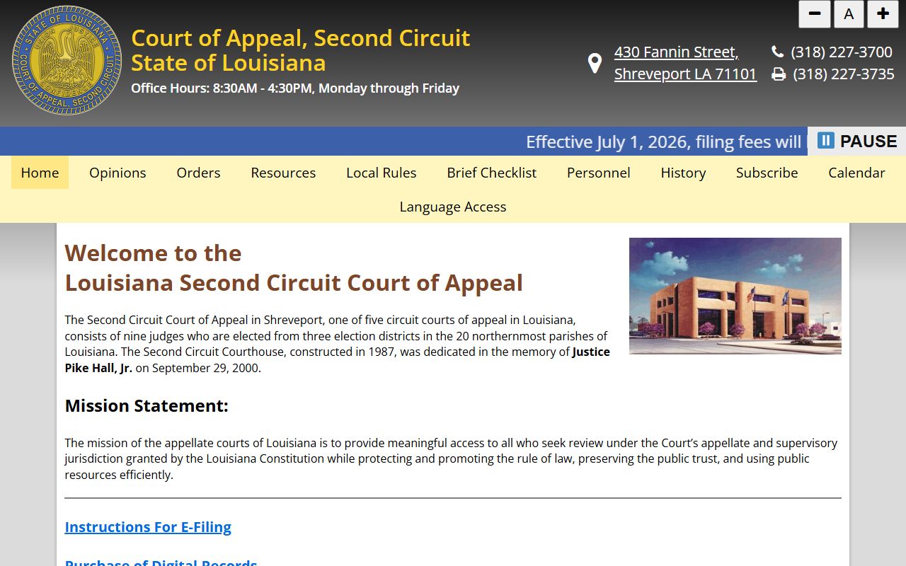 Claiborne Parish court dockets Louisiana Second Circuit Court of Appeal