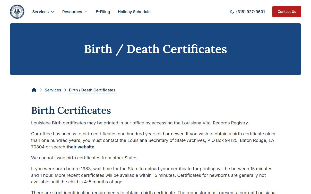Claiborne Parish marriage divorce probate court records Clerk vital records service
