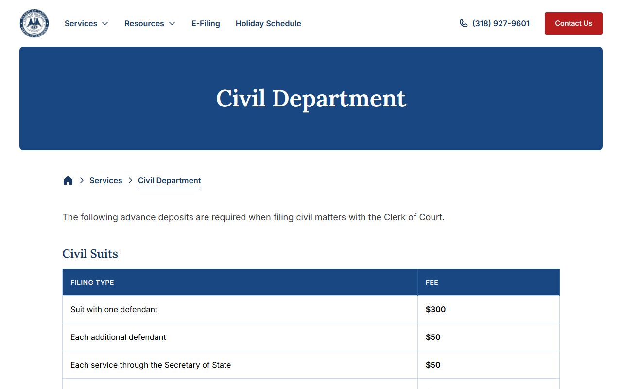 Claiborne Parish probate records Clerk civil department page