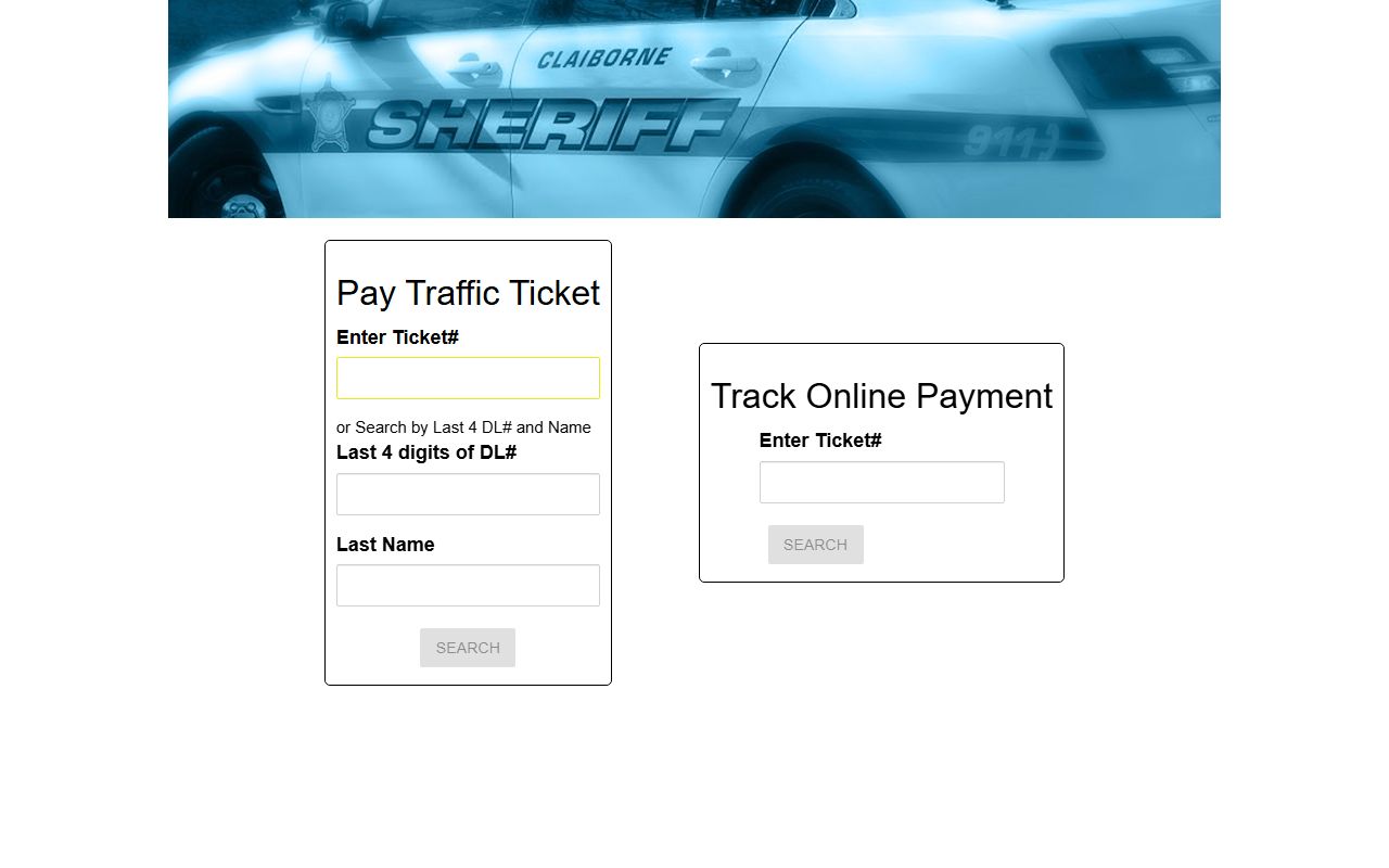 Claiborne Parish traffic court records sheriff linked ticket payment portal